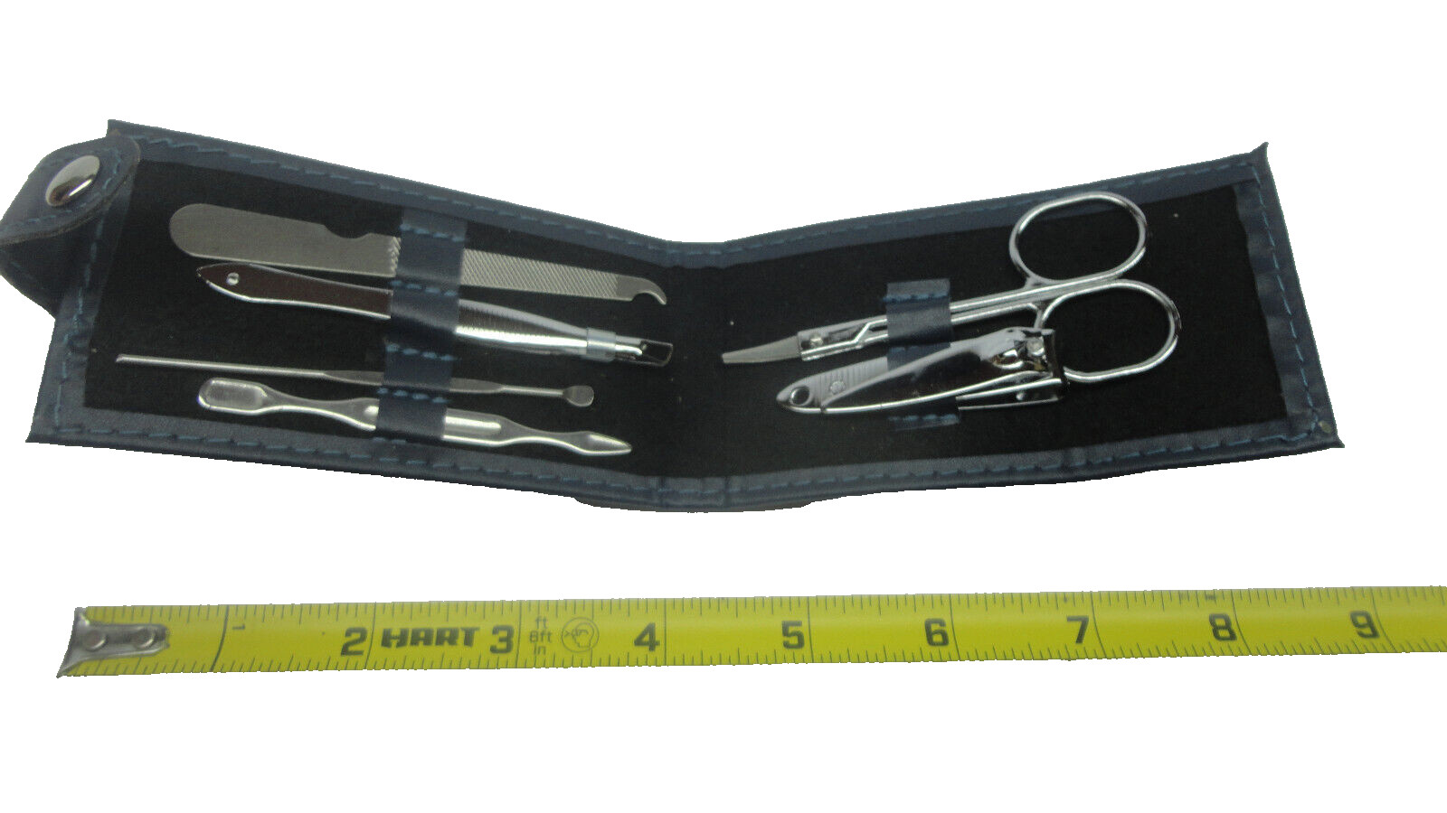 6 Pc Manicure Set w/blue faux leather travel carry pouch Macys *Lot of 12 Sets*