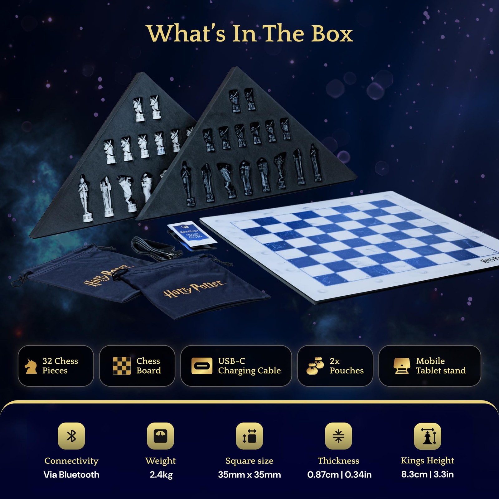 Harry Potter Electronic Chess Board Game. Standard (35mm x 35mm square size)