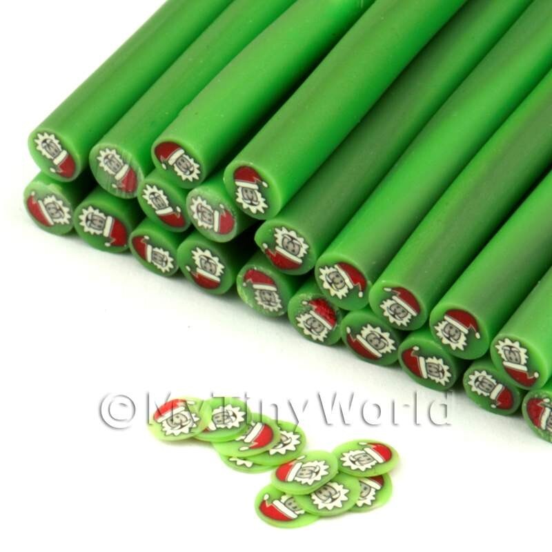 4 x Handmade Green Outer Father Christmas Nail Art Cane