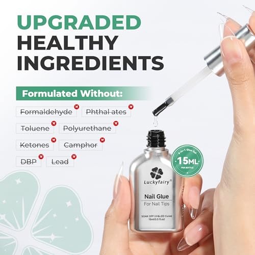 Gel Nail Glue Super Strong: 15ml Nail Glue Gel 6 in 1 for B- Gel Nail Glue 15ml