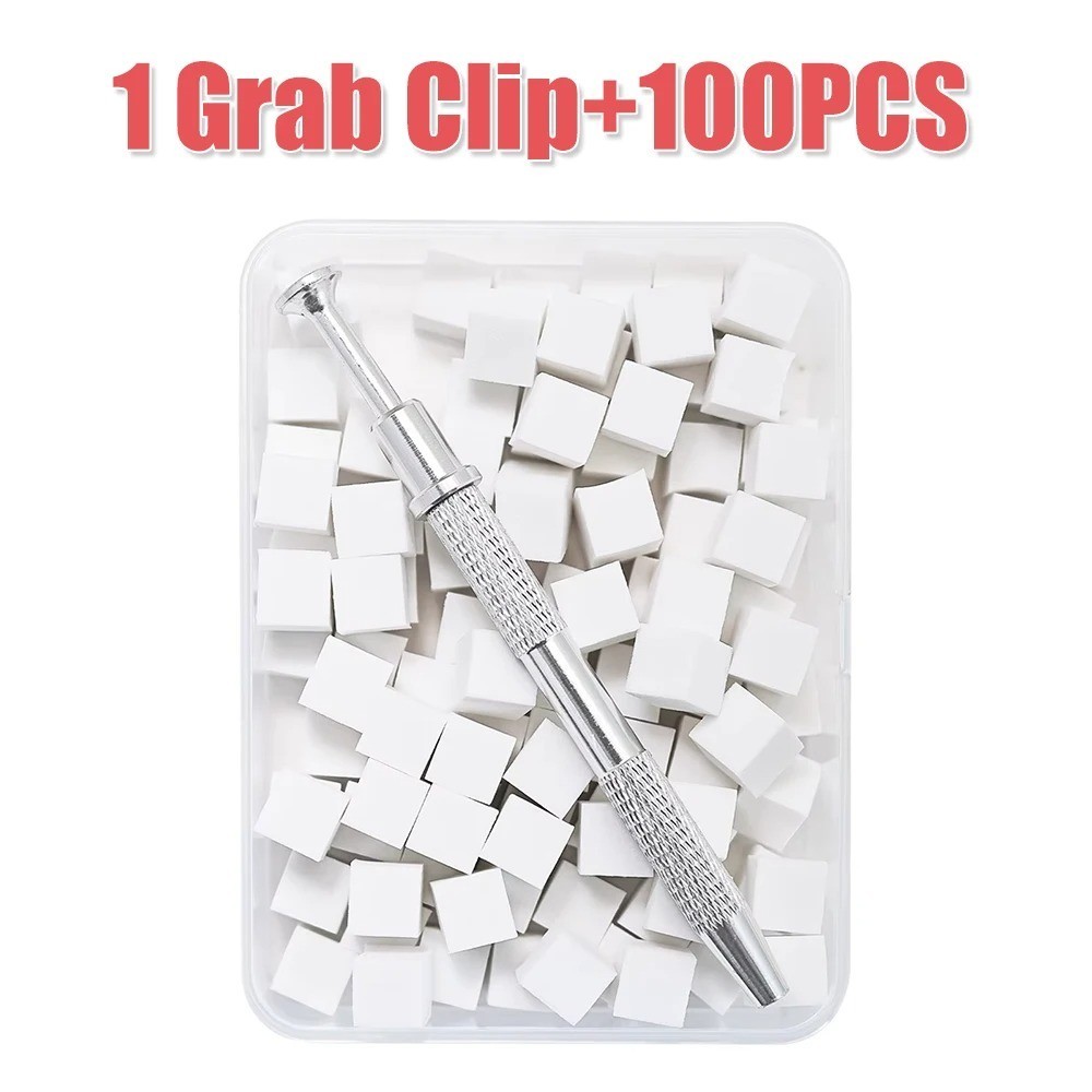 100Pcs Soft Nail Art Sponges W/Grabbing Pen Ombre Nail Brush for Nail Art Design