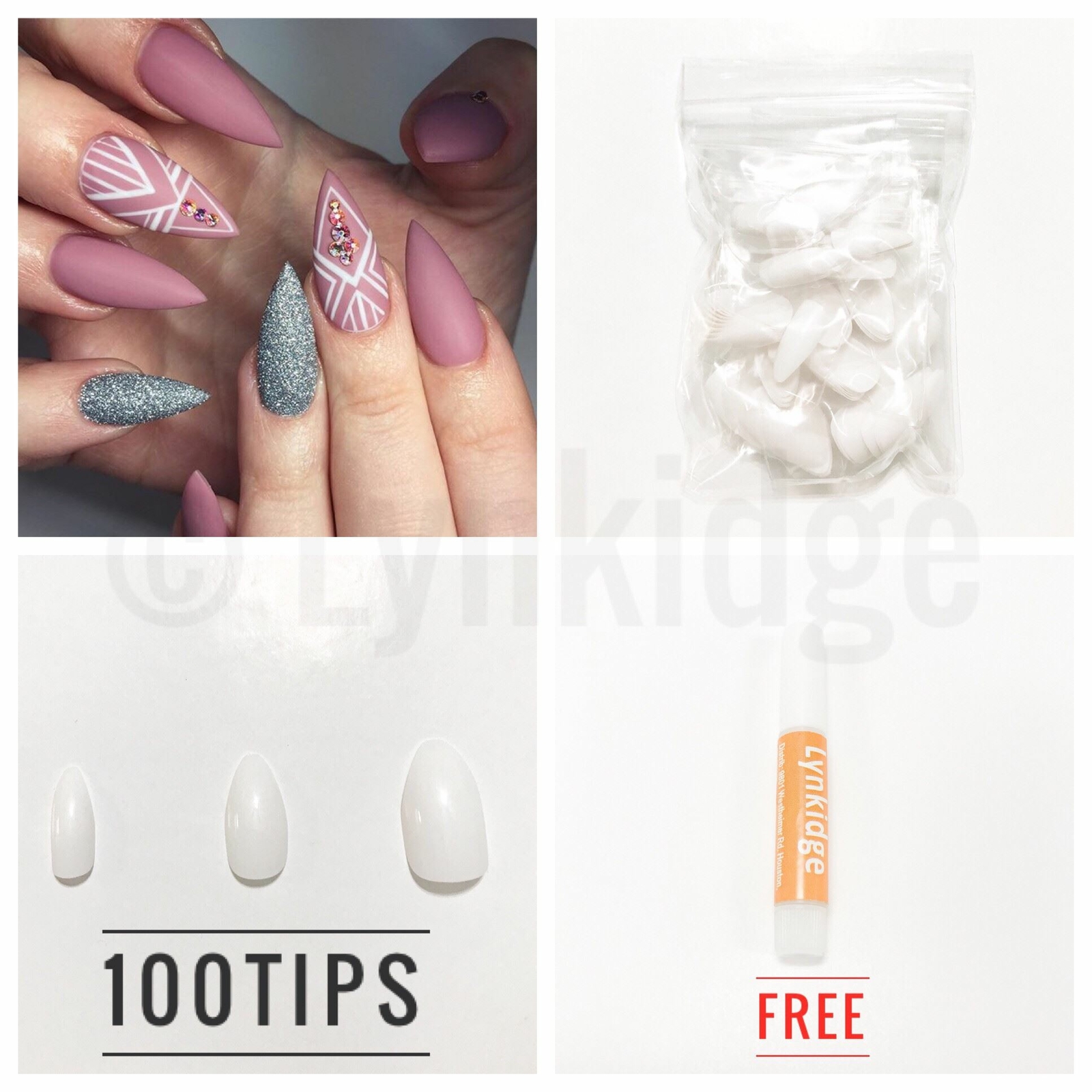 MultiColor Selection – 100PCS Full Cover Short Stiletto Nails