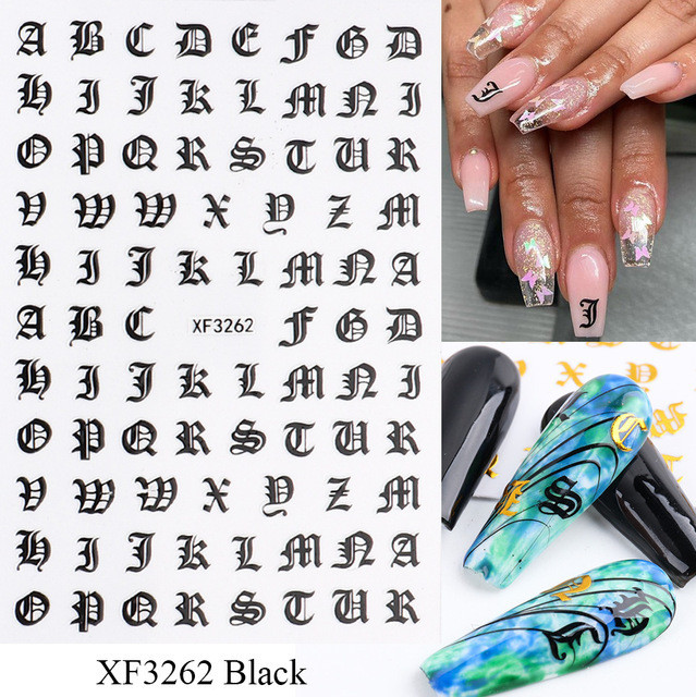 3D Nail Art Latin Roman English Alphabet Letter Sticker Decals US seller NS19