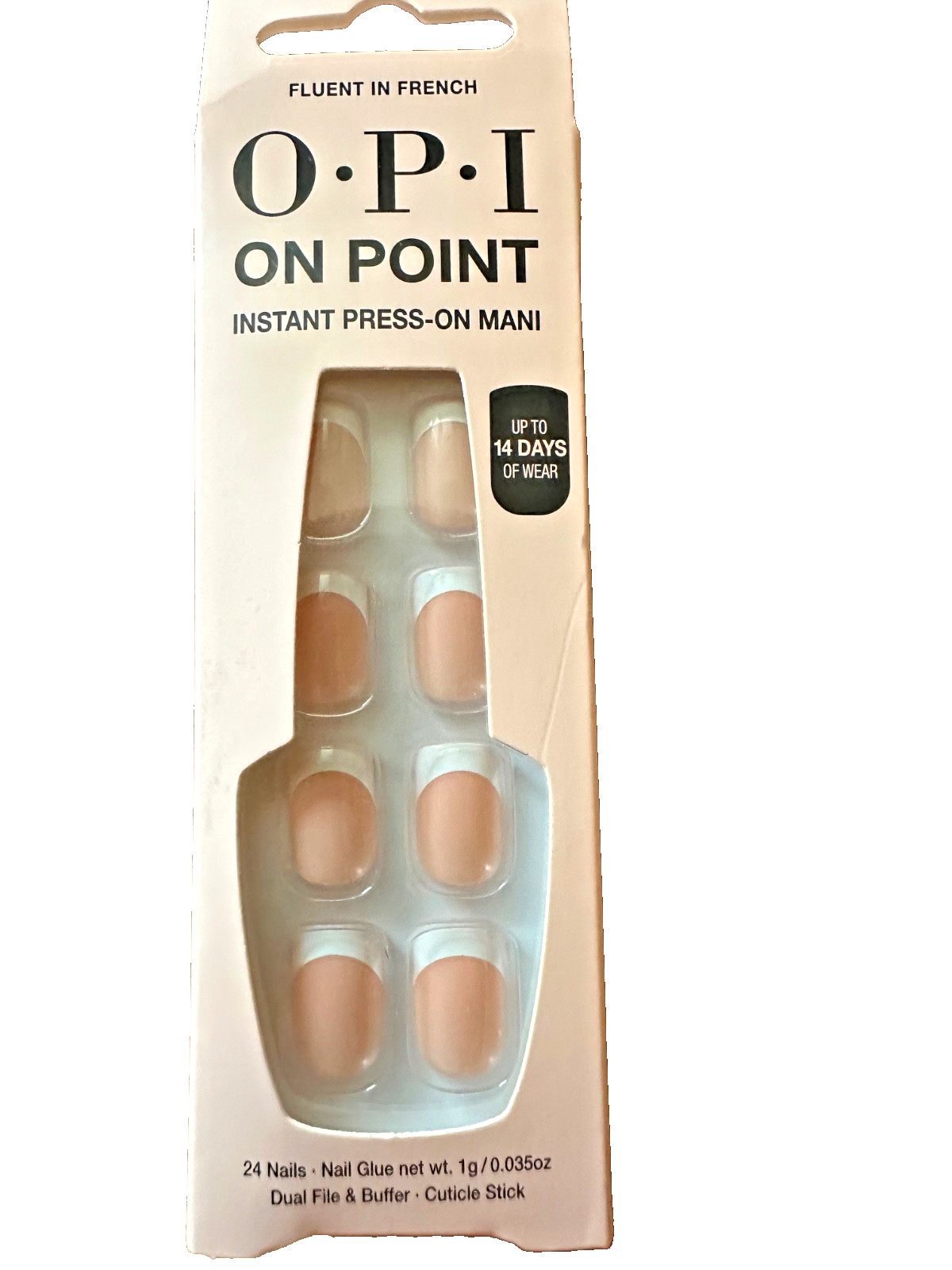 OPI on point instant press on mani French white tips square NIB