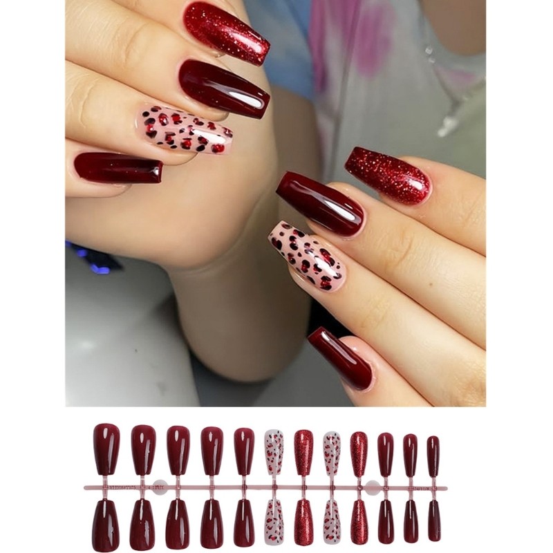 24x Valentines Day False Nail French Cats Eye Press On Nail on Nail