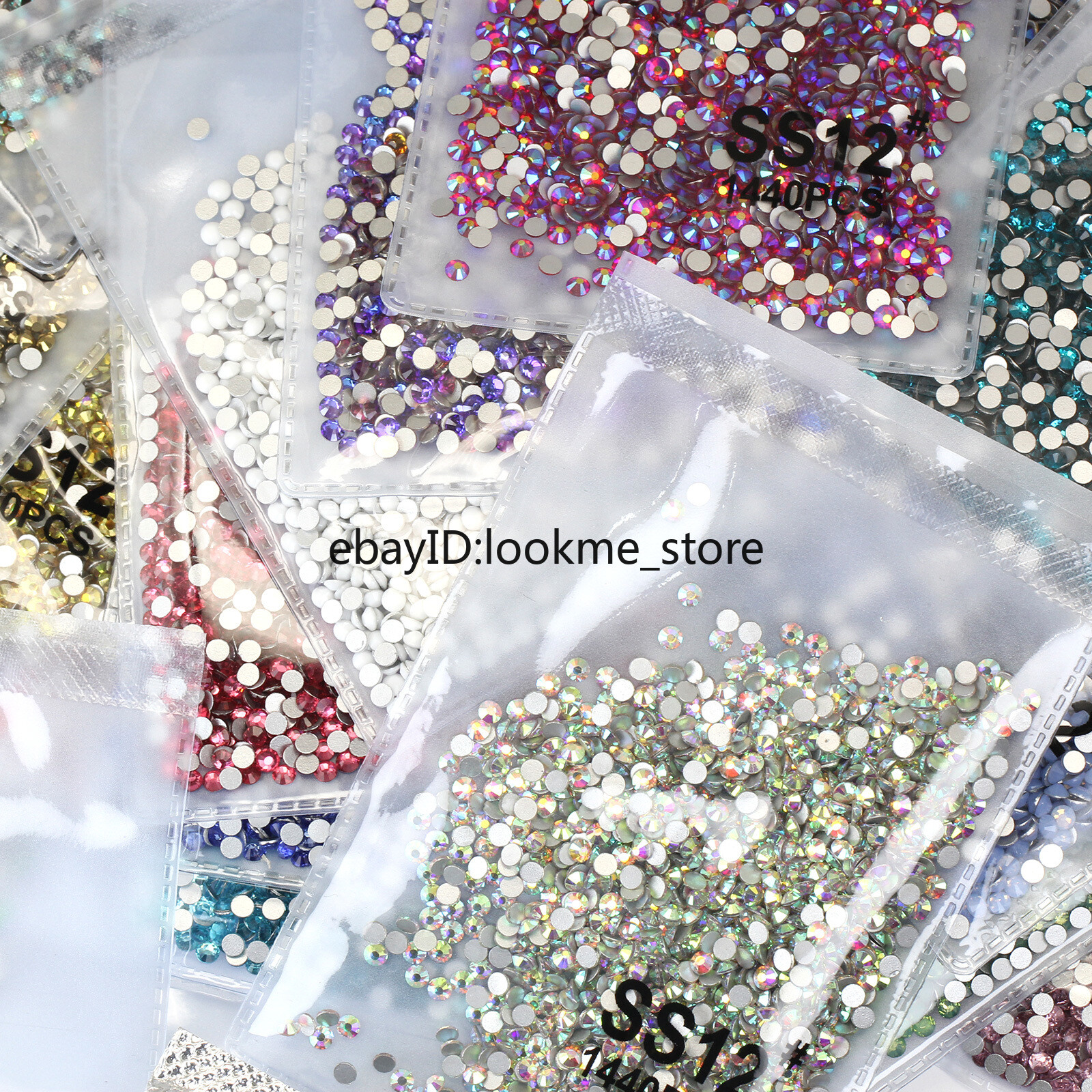 1440pcs 3mm (ss12) Crystal Glass Rhinestones Flatback Gems Nail Art Crafts Decor