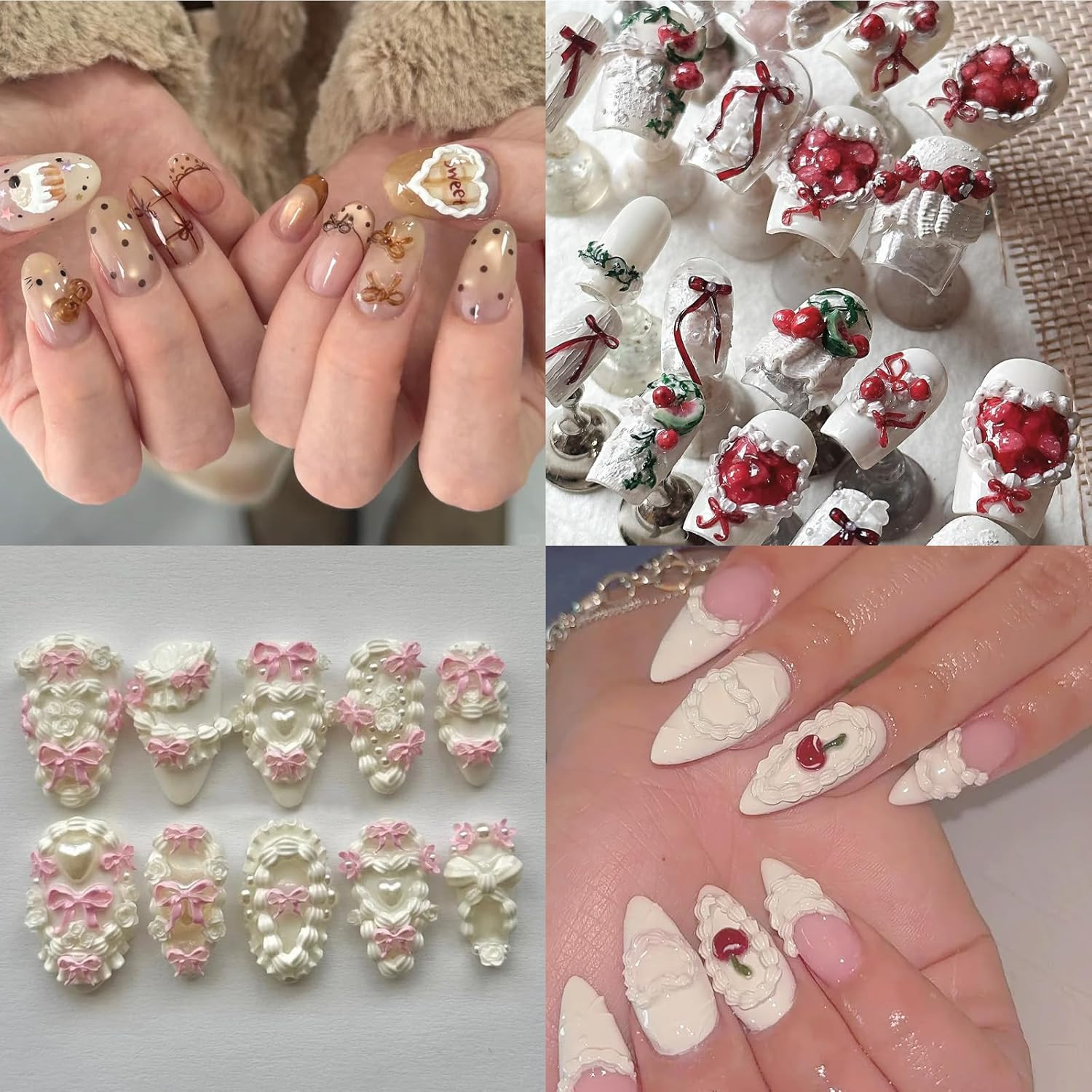 Silicone Nail Molds, 3D Nail Art Mold, 6 Patterns Cake Cream Design Manicure Mol