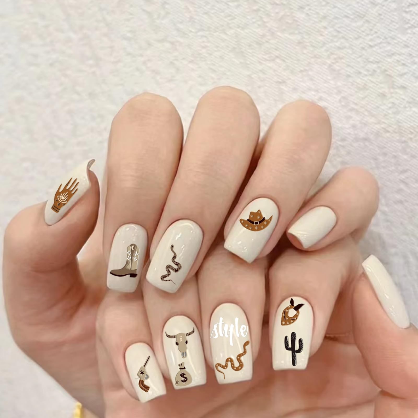 2 Sheets Retro Cowboy Nail Art Stickers, Western Cowboy Style Self-Adhesive D…