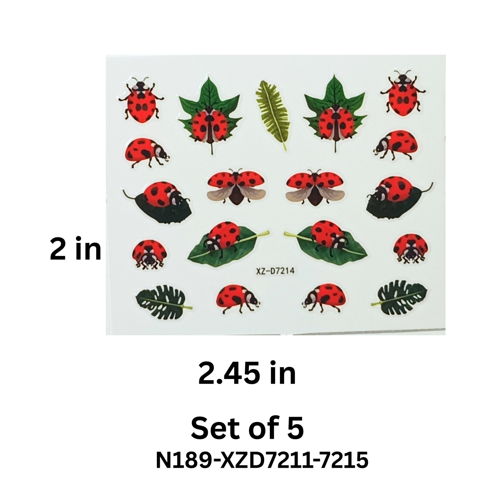 Set of 5 Insect & Butterfly Nail Art Stickers – Easy to Apply & Long Lasting