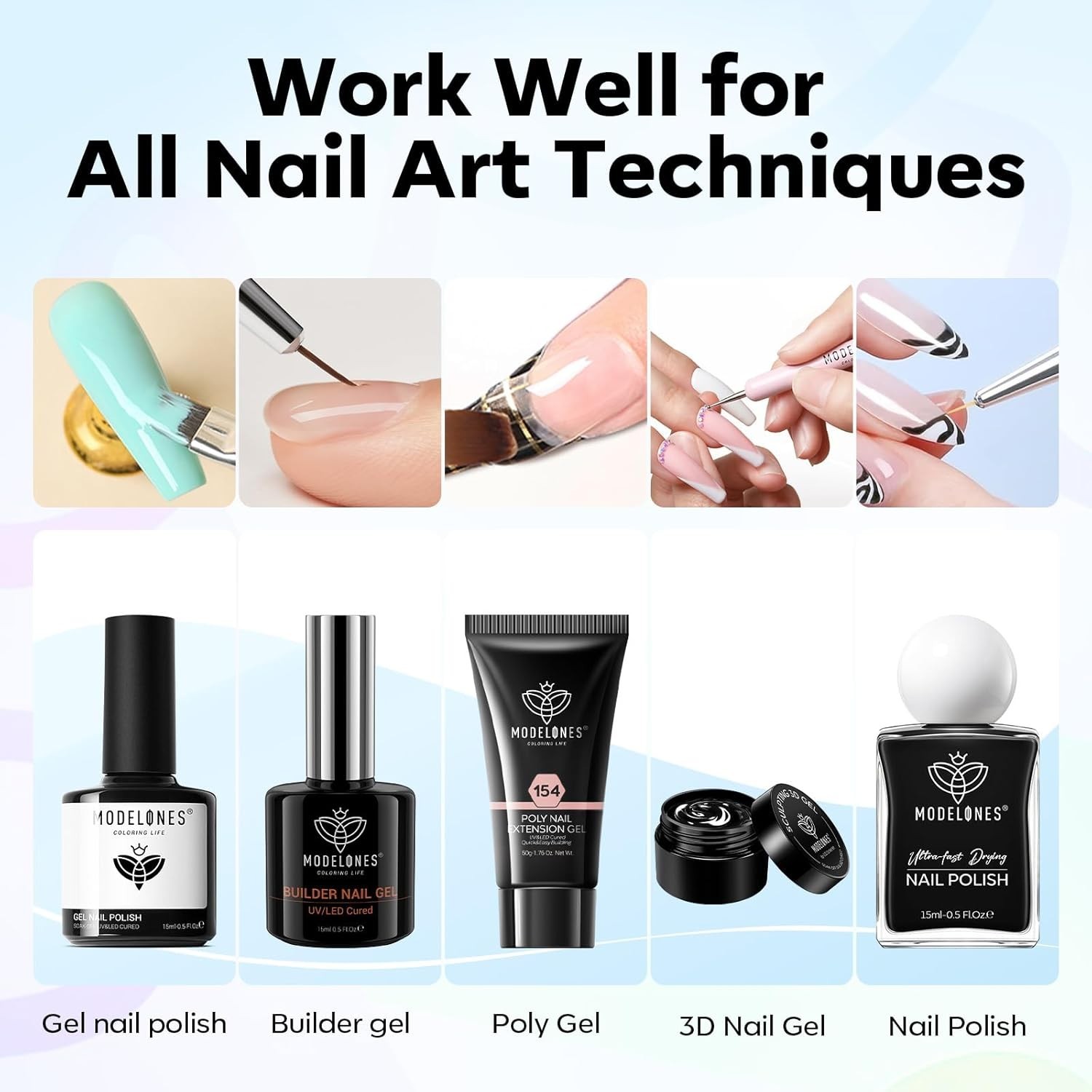 Versatile Nail Art Brushes Set – 6 PC Gel and Liner Tools for DIY & Salon