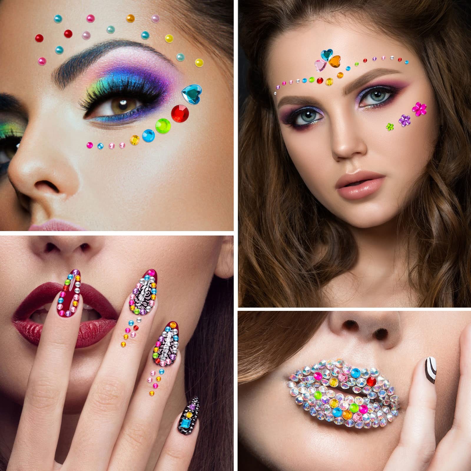 Gem Stickers, 1510pcs Rhinestone Stickers for Crafts, Self Adhesive Jewel Sti…