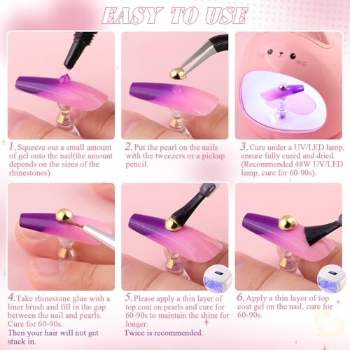 Silver and Gold Nail Charms and Gems, 1.5-5mm 04 Nail Pearls(Gold+Silver) Set 3