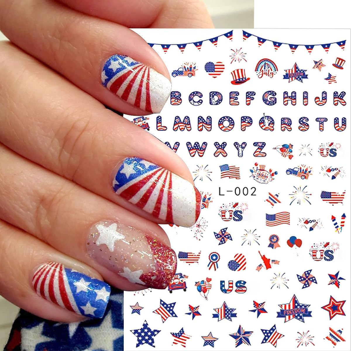 6 Sheets Independence Day Nail Stickers for Nail Art Happy 4Th of July Nail Art