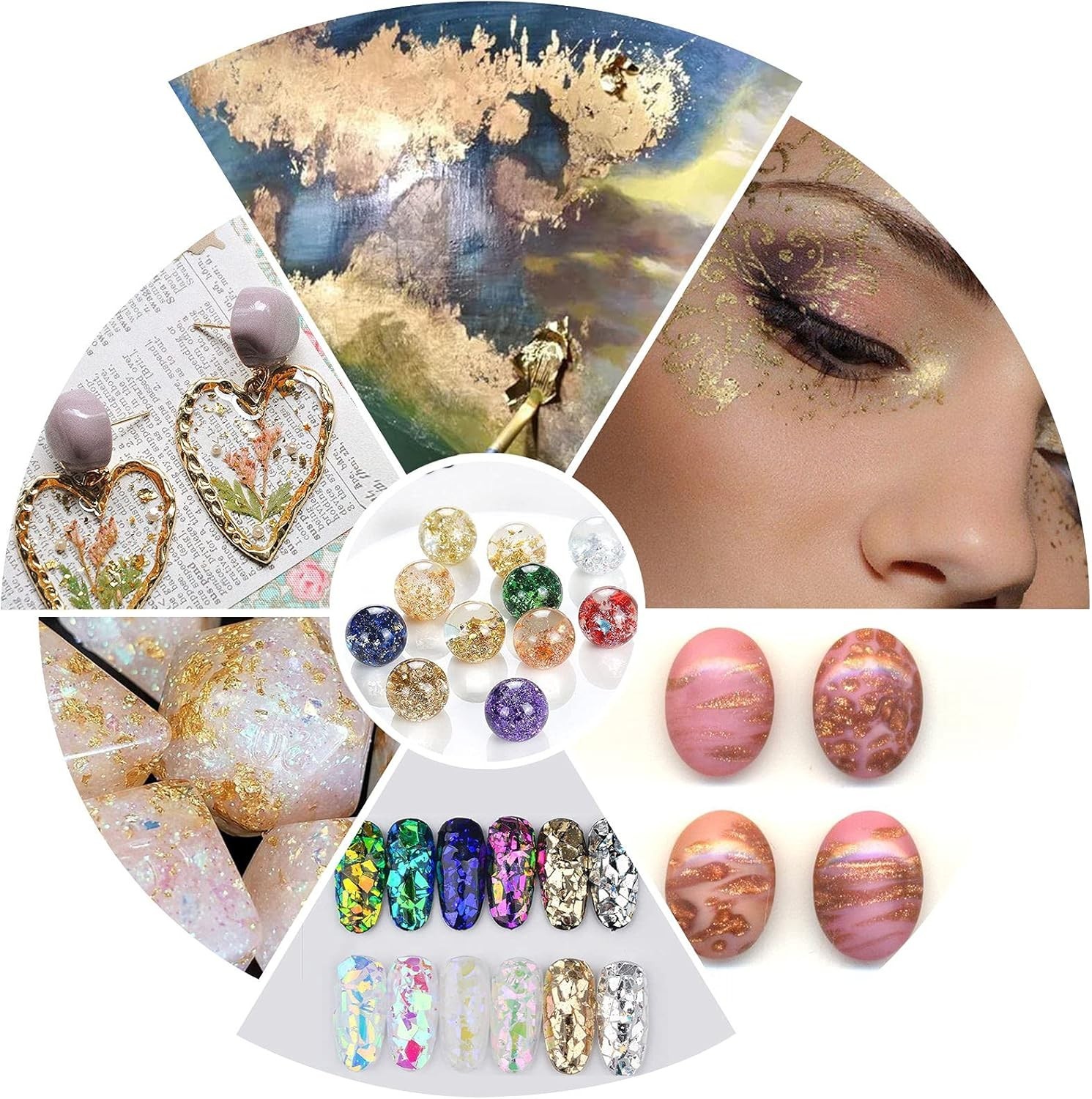 High-Quality Gold Foil Flakes – 12 Color Set for Crafts and Home Crafting