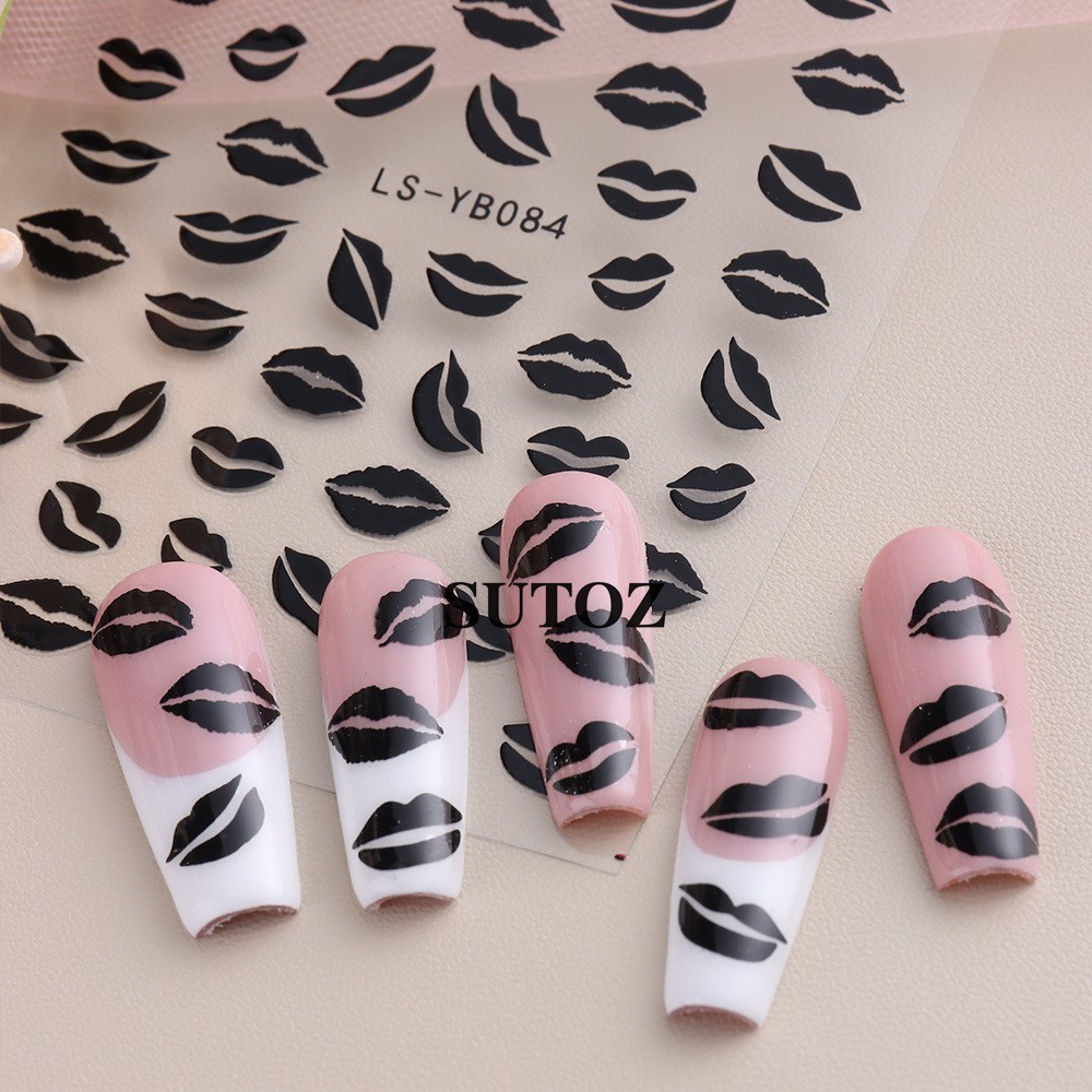 3Sheets Romantic Valentine Love Sex Mouse Lip Nail Art Face Arm Body Sticker NH6