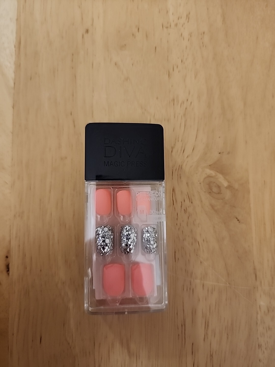 Dashing Diva Press-On Nails Pink And Silver Glitter NIP