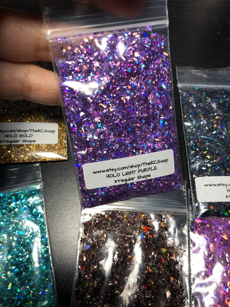 50g Solvent Resistant IRREGULAR CUT SHAPE Glitter LIGHT PURPLE ART Nail Craft
