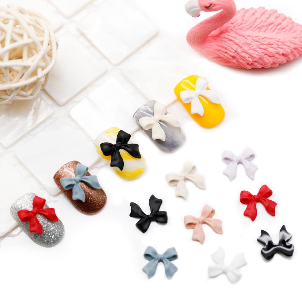 100 Pcs Acrylic Resin Charms 3D Nail Art Decorations Aurora Bow Nail Charms f…