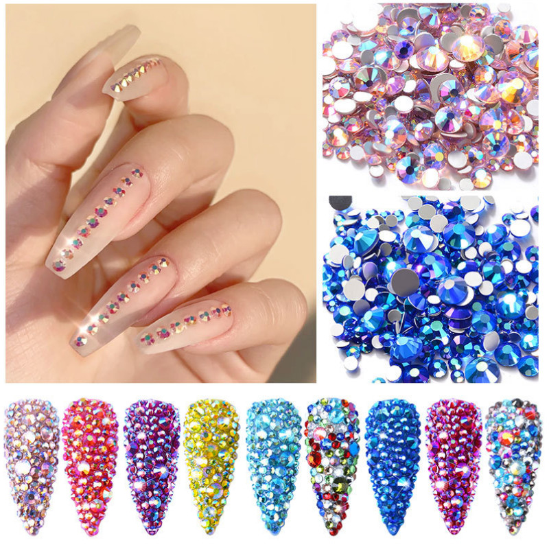 300pcs Crystal AB Rhinestones Flatback Strass Nail Art Case Shoe Decoration NS4