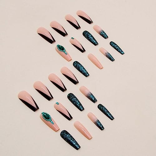 Gradient Fake Nails Long Coffin Press on Nails French Nails Tips superb 21