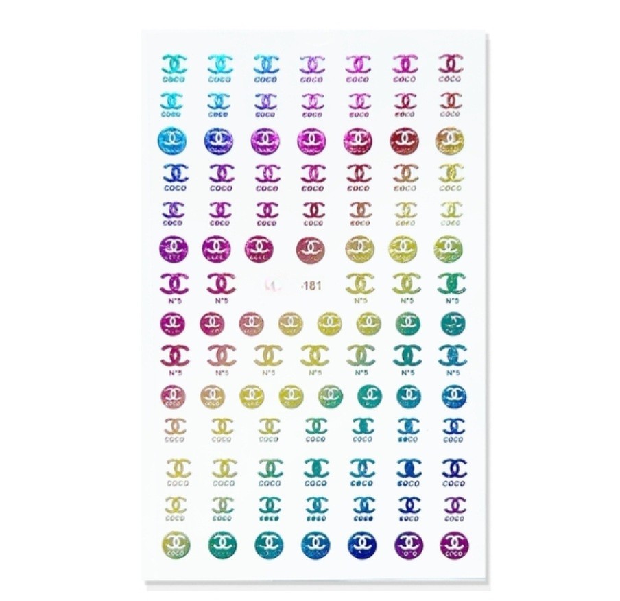 NWT NAIL ART DESIGN SELF-SEAL STICKERS HOLOGRAPHIC RAINBOW N°181!
