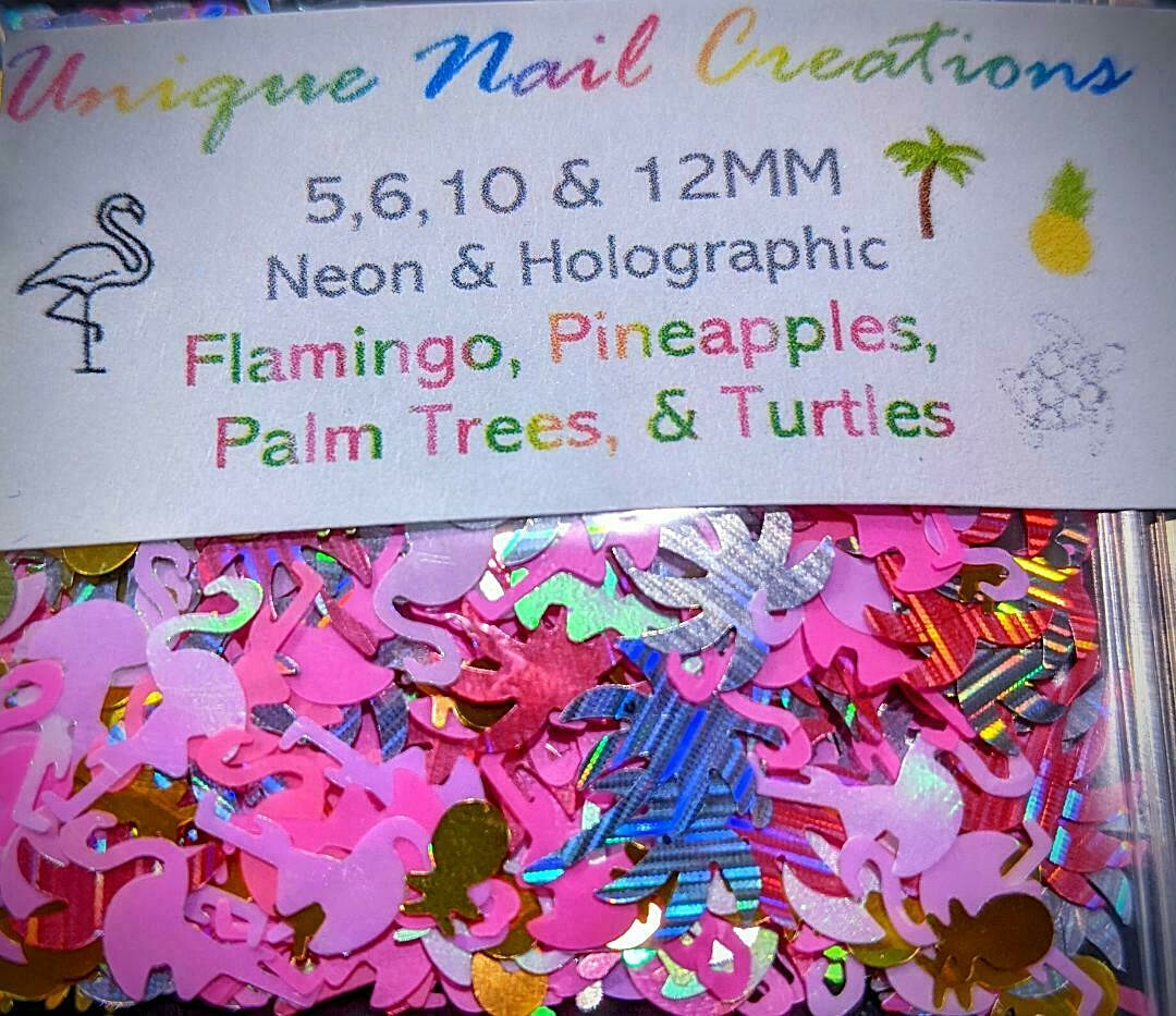 FLAMINGO/PALMTREE/PINEAPPLE/TURTLE GLITTER~Nail•Acrylic•Gel•Body•Face•Festival