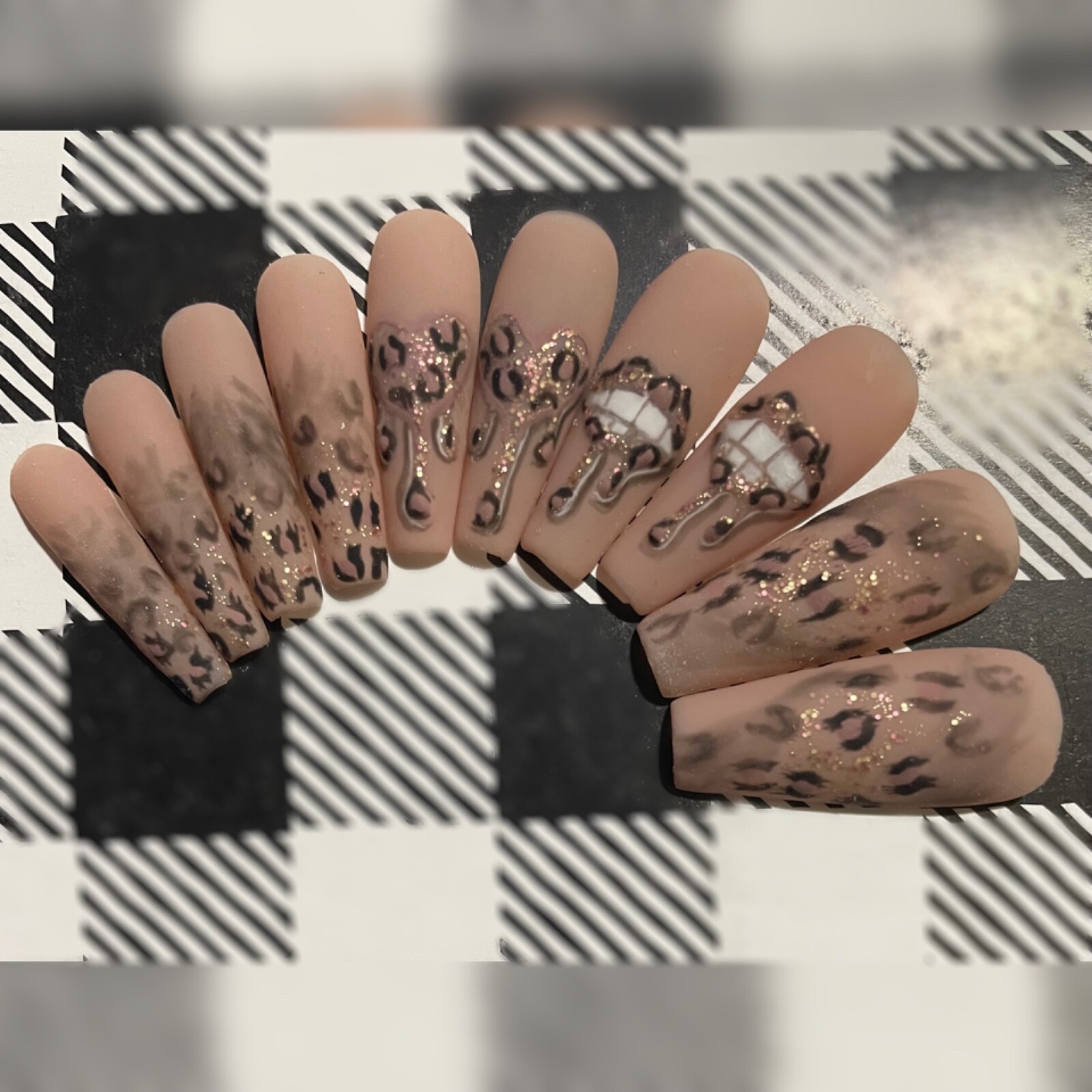 custom press on nails 3 sets of 20 Valentine’s Day deal lips heart cheetah