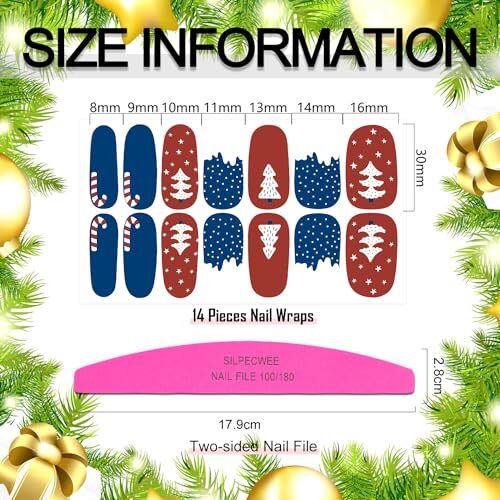 20 Sheets Christmas Nail Polish Stickers Full Nail Wraps for Christmas Style3