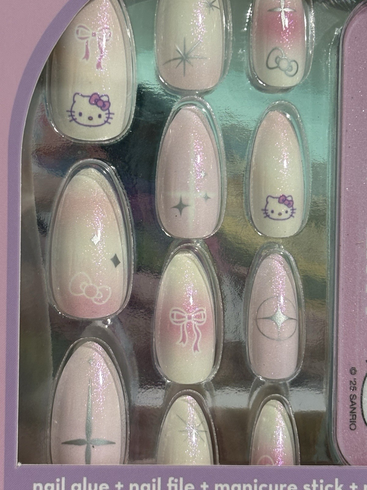 Hello Kitty The Creme Shop 28 Chrome Effect Press On Nails NEW in Box