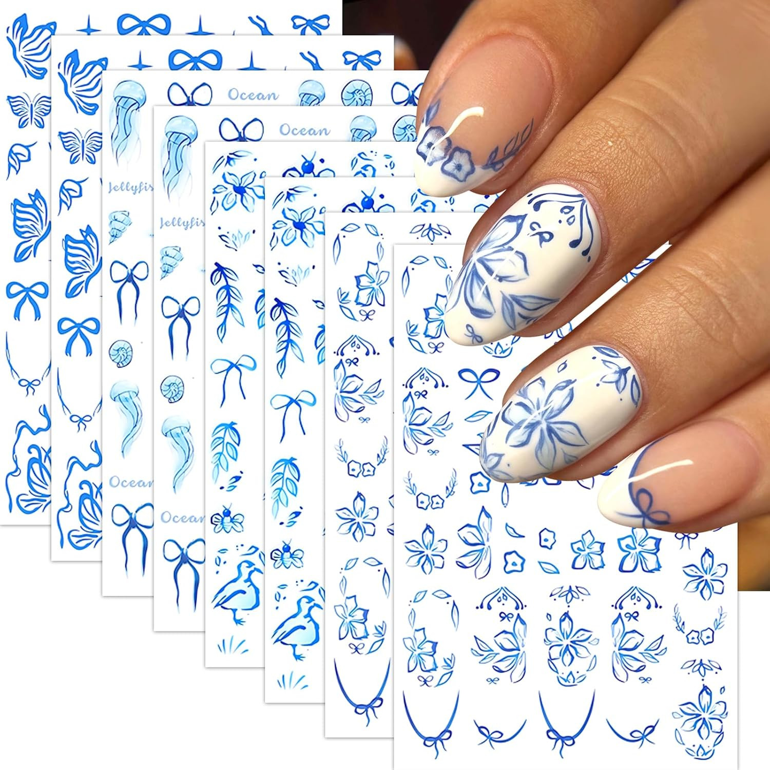 6Sheets Flower Nail Stickers Lily Flower Stickers for Nails 3D Self Adhesive Flo