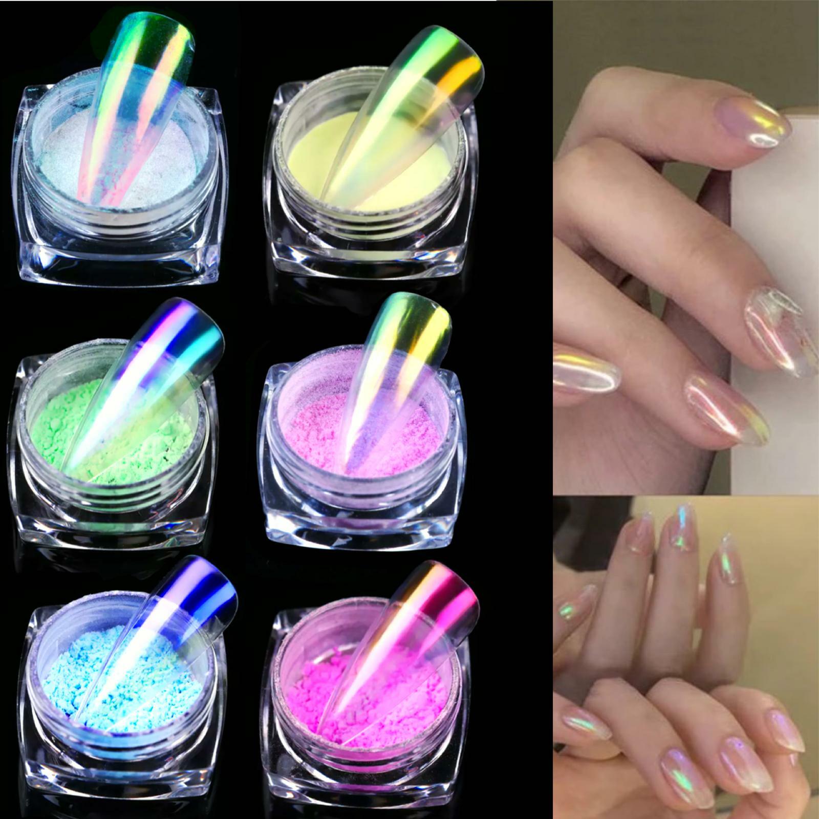 AURORA Transparent Magic Nail Powder Candy Colours Neon CHROME Mirror Mermaid UK