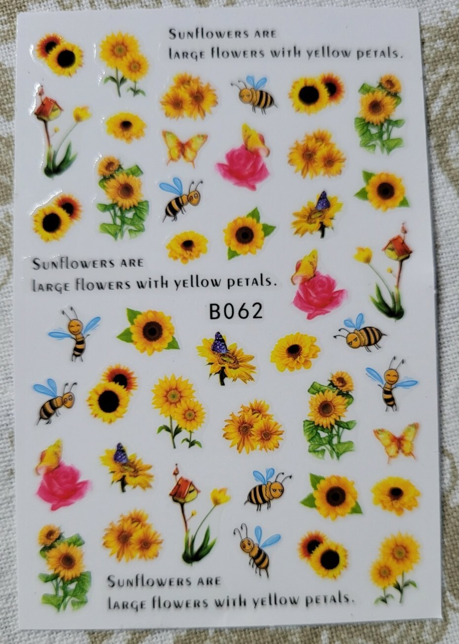 Sunflowers and bees Nail Art Stickers