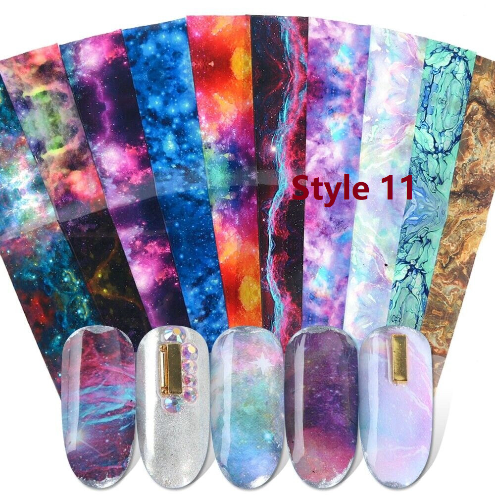 Nail Transfer Sticker Rainbow Sky Nail Art Foil Polish Adhesive Decals NS47