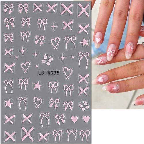 8Sheet Valentine’s Day Nail Stickers Pink Red Lover Bow Nail Art Stickers