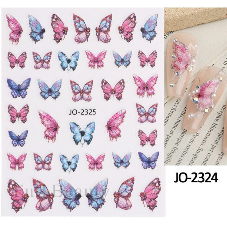 3D Nail Art Stickers Decor Colorful Butterfly Nail Decals Self-Adhesive NS49
