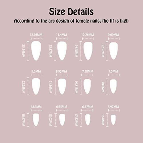 Press on Nails Short Medium Stiletto, Fake Nails for Women with Nude Pink