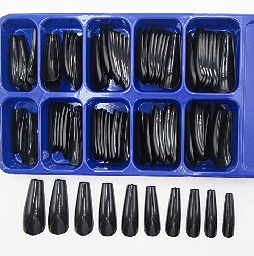 100pc Coffin False Nails Press ons Artificial Fingernails Acrylic Tips Black