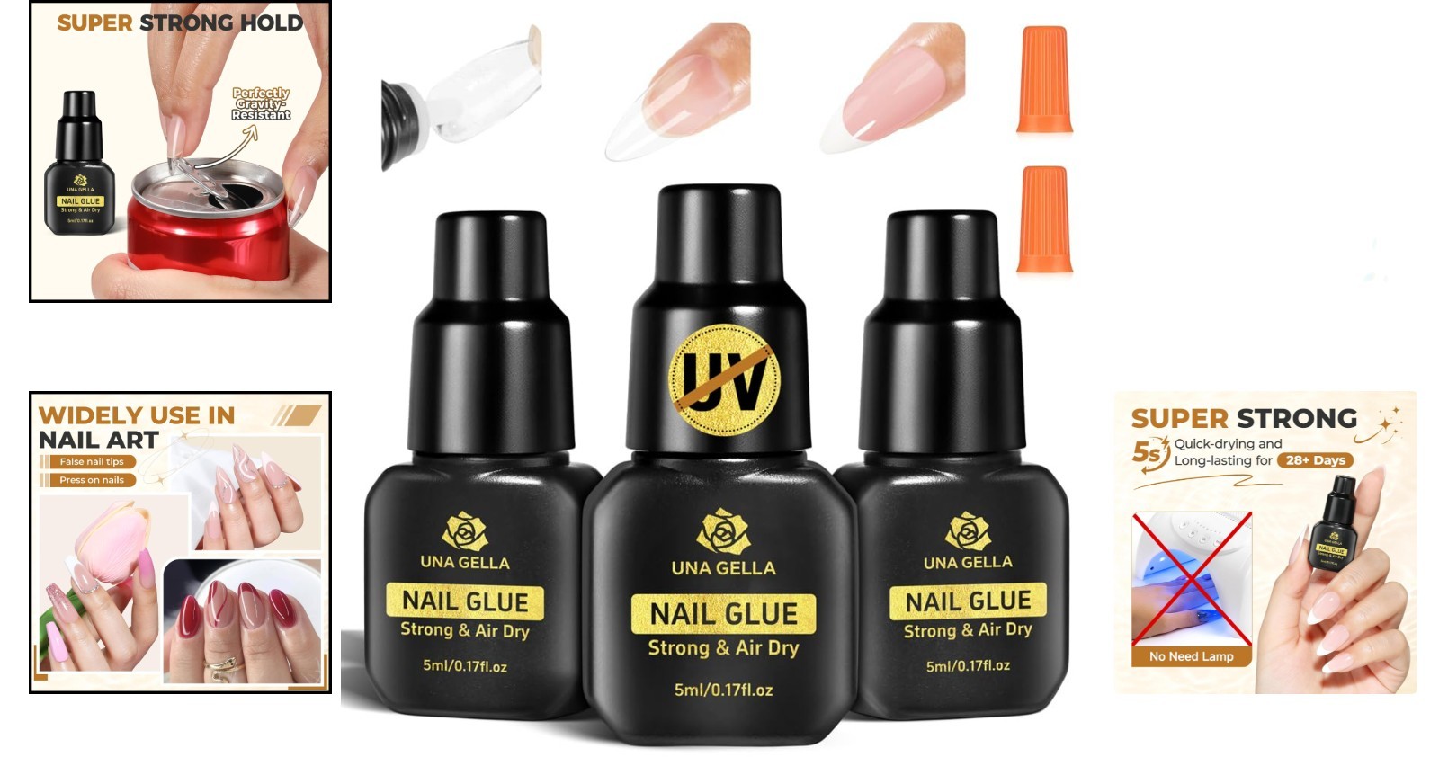 Portable Super Strong Nail Glue – 5ML Gel with Opener for Easy Touch-Ups