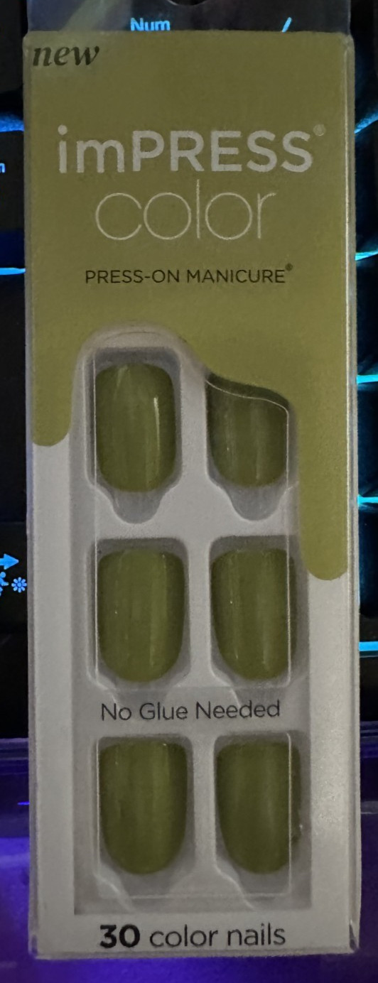KISS imPRESS Color Green “green juice” Short Length Press-On Nails 038