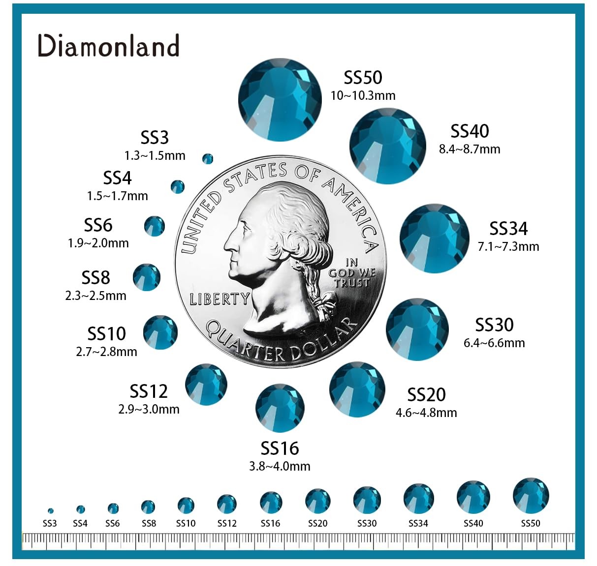 Diamonland Flatback Glass Crystal Rhinestones Rounds Gems for Bedazzling Nail…