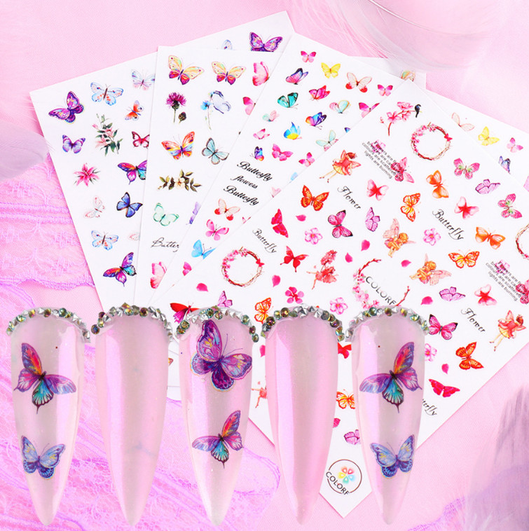 3D Nail Stickers Decals Valentine Rose Kiss Love Flower For Nails Decoration NS3