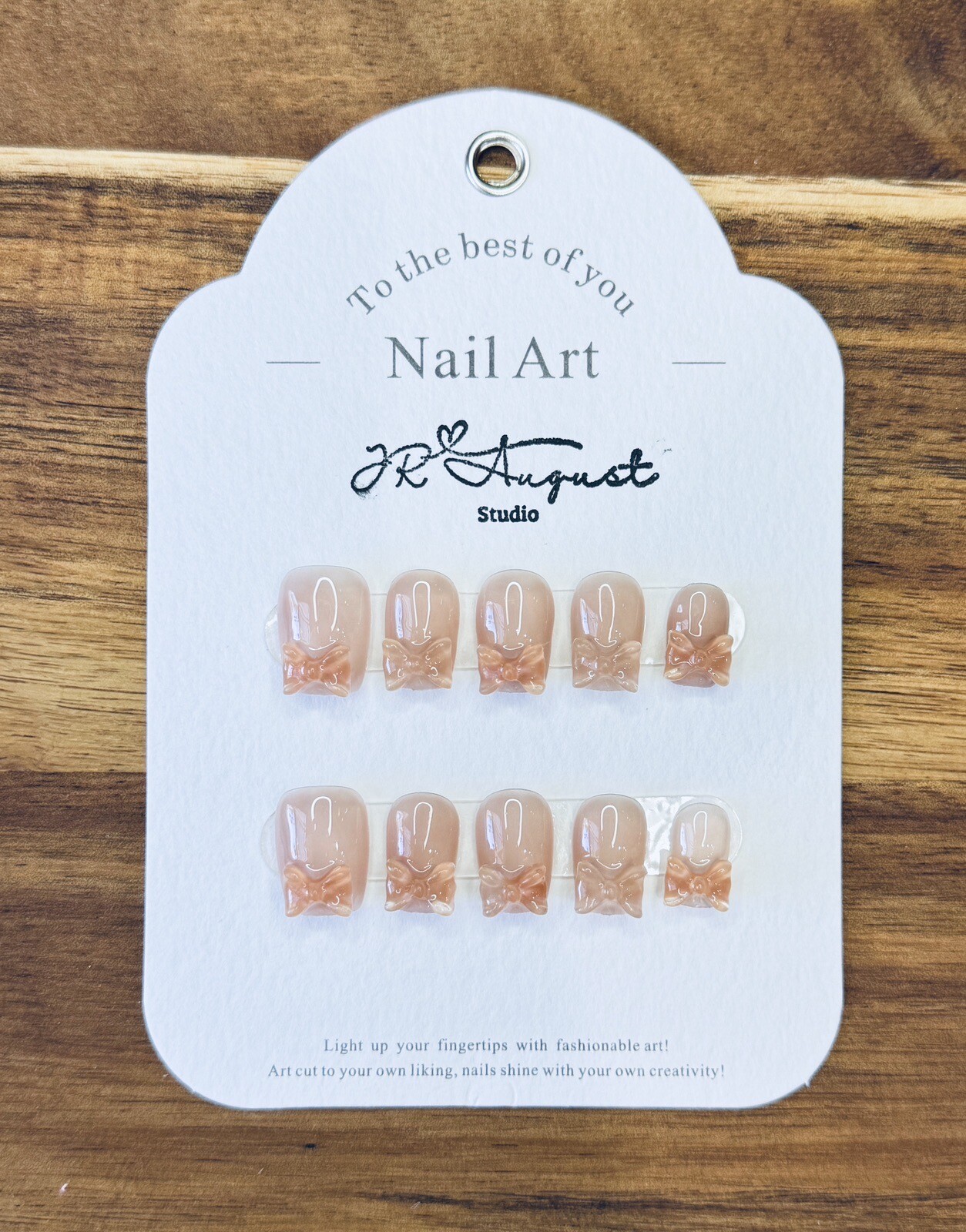 Press On Nails Handmade Pure Desire Cute Bow Short Coffin S M L