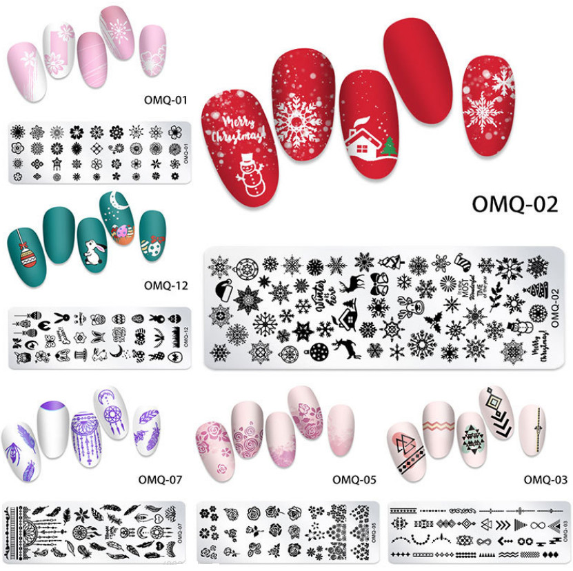 Snowflake Bunny Cat Flowers Nail Art Stamping Manicure DIY Template Image Plate