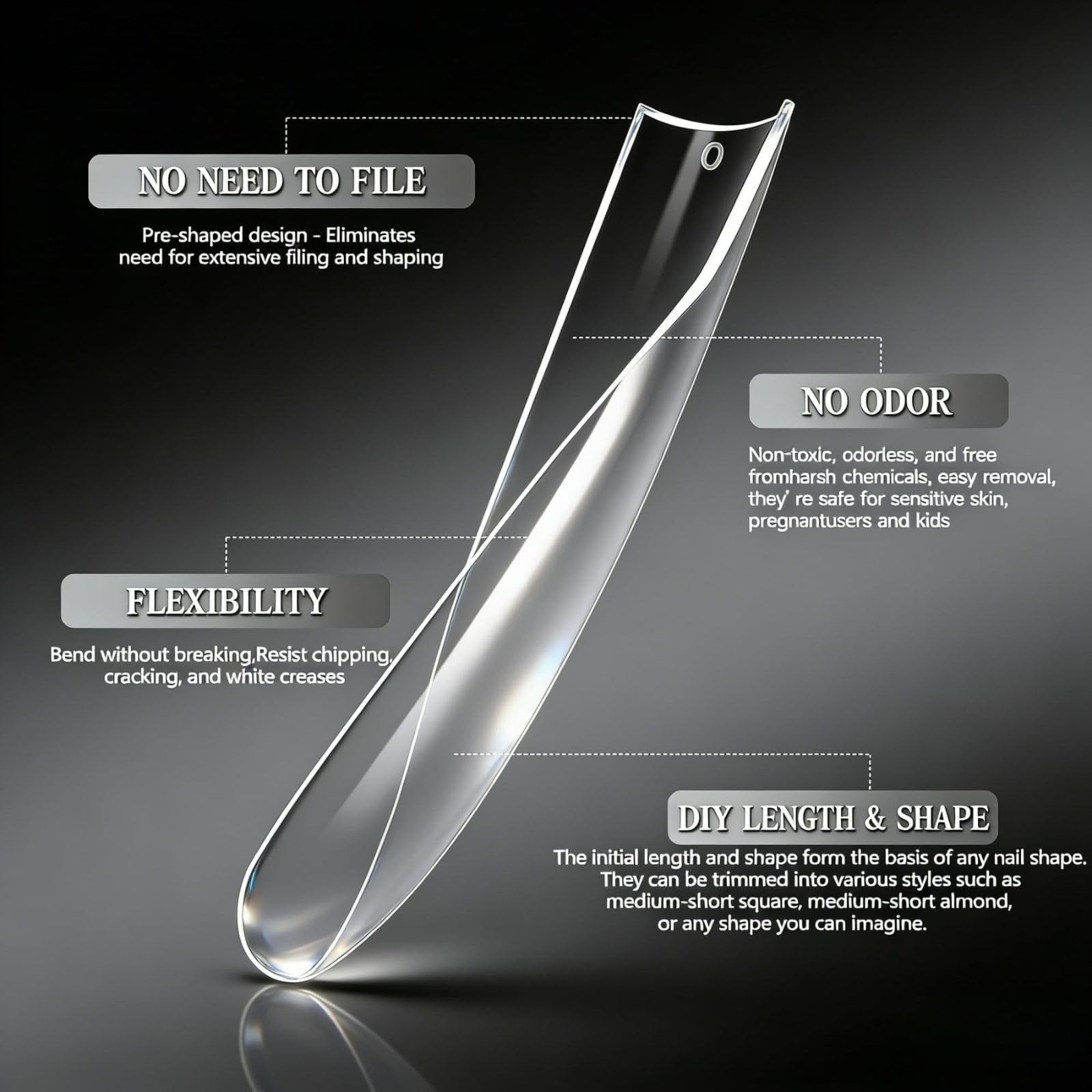240Pcs Soft Gel Nail Tips Long Square Clear Full Cover Fake Nail Tips XXL Acr…