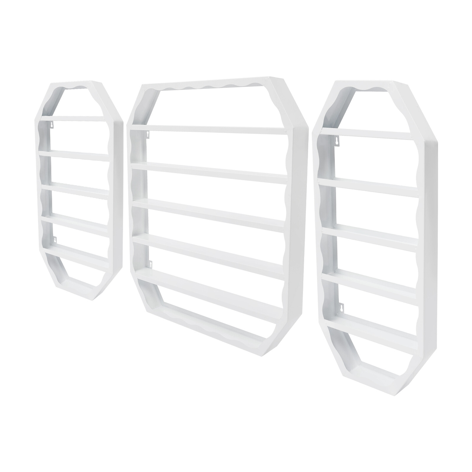 3pcs Nail Polish Storage Racks Wall-mounted Metal Multi-tiers Display Rack White