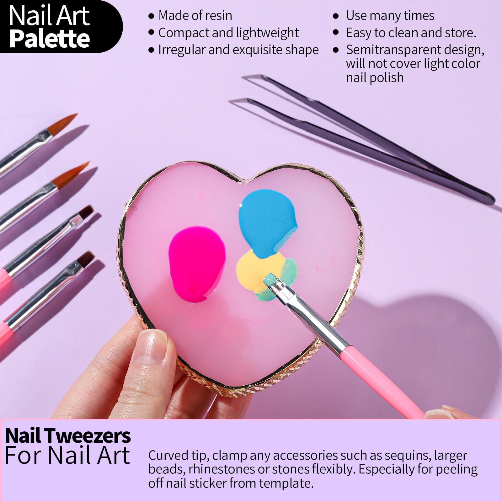 FANDAMEI 33pcs Nail Art Tools, Design Brushes, Pink