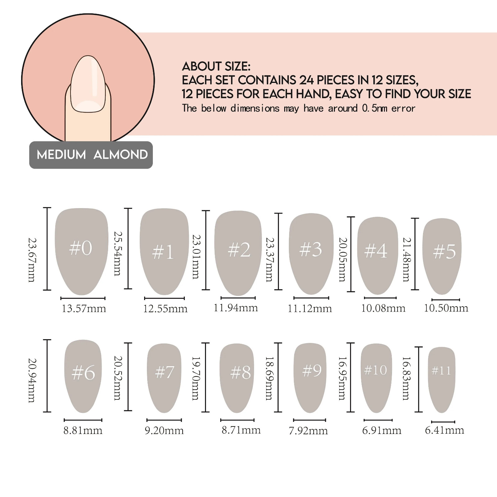 Glamermaid Press-On Nails Adhesive Tab Mini Nail File Pad Manicure Almond Leaves