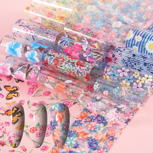300 Sheets Nail Foils Transfer Nail Art Stickers Solid Flower Holographic Laser