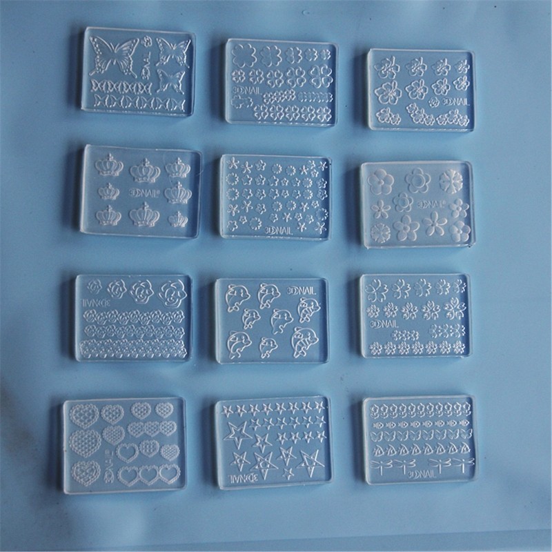 Nail Art Silicone Molds 12Pcs Set Suitable for Gel Dropping Leaves Shapes