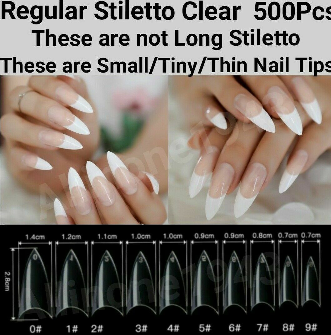 500Pc Stiletto Half Cover Fake False Nail Tips Regular salon Pointed Artificial